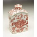 Aa Importing AA Importing 59789 Red & White Square Jar with Lid 59789